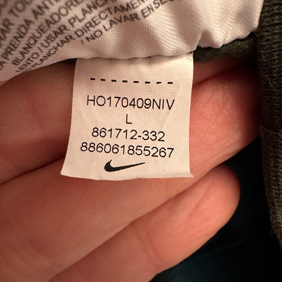 Nike Size L Hybrid Fleece Hoodie Full Zip Hoodie Jacket Swoosh Y2K Green Black - Picture 7 of 9